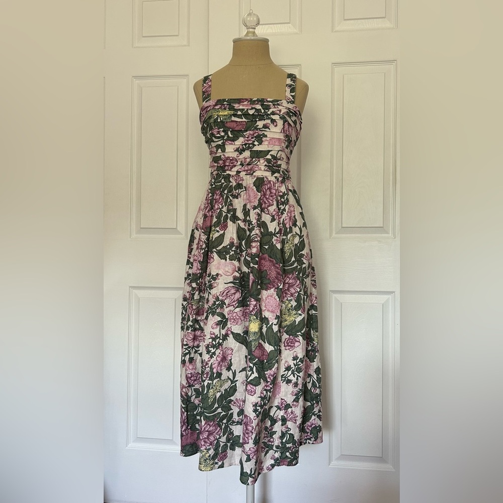 NWOT A&F Linen-Blend Emerson Midi Dress